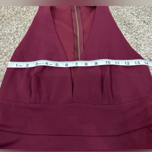 Lulus Finesse Burgundy Plunge V-Neck Sleeveless Knee Length Dress Women's Sz L - Picture 7 of 8